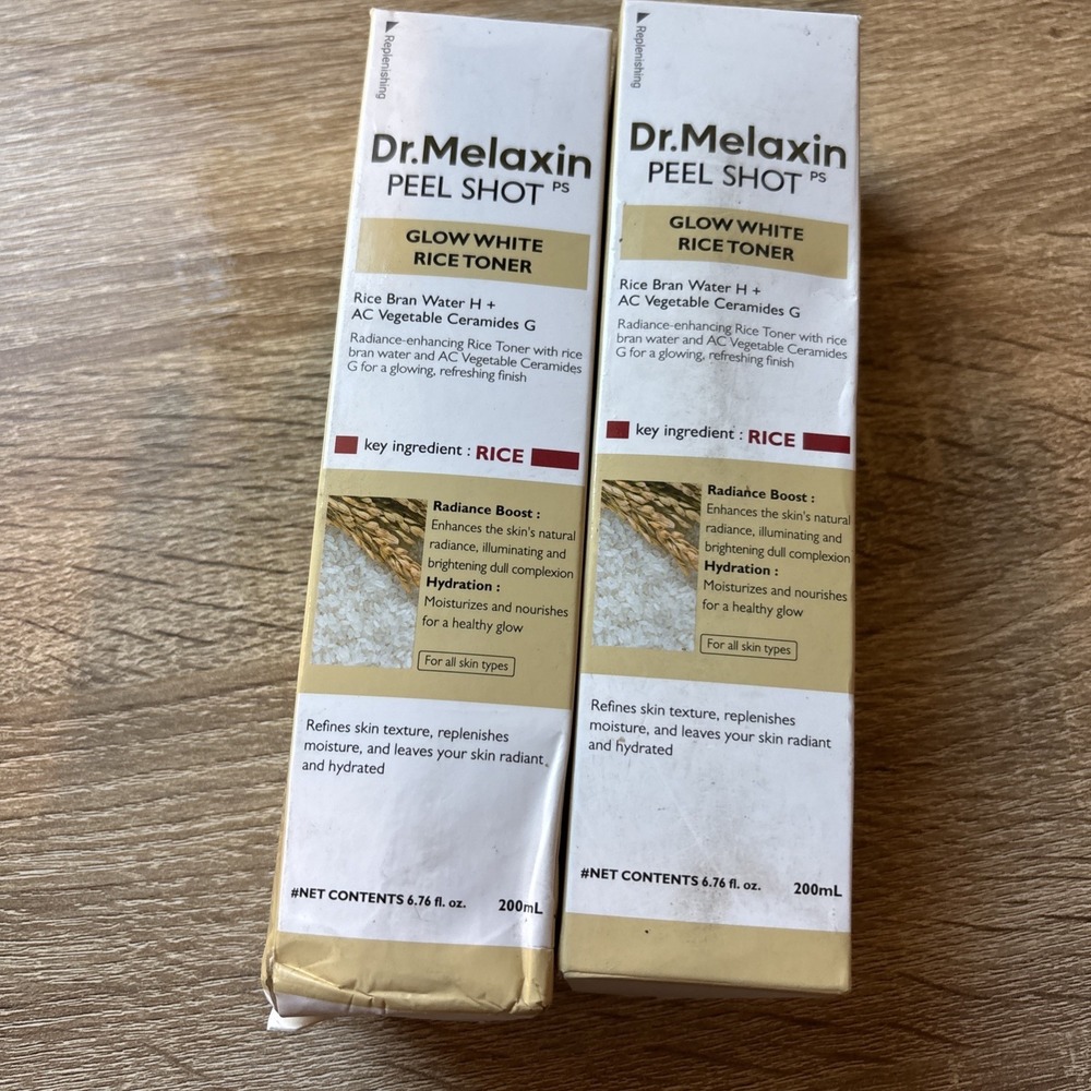 LOT OF 2 Dr. Melaxin Peel Shot Glow White Rice Toner 6.76 fl. oz. New